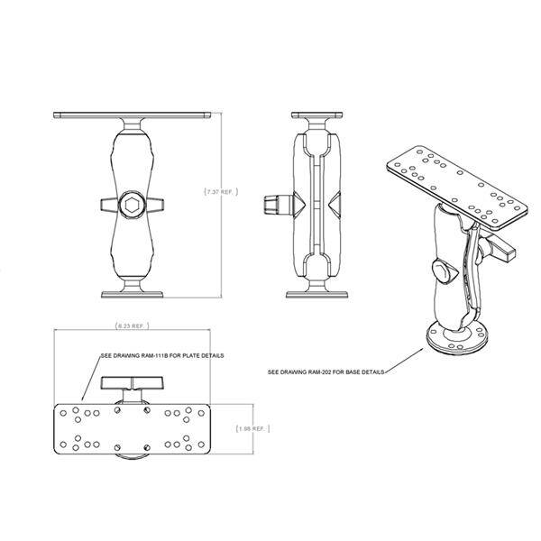 RAM® Drill-Down AMPS Uchwyt Do Echosondy z Głowicą w Rozmiarze C - obrazek 3